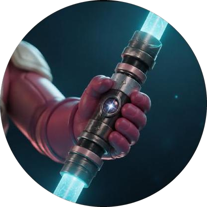 Blusho's hand holding the glowing Light Staff